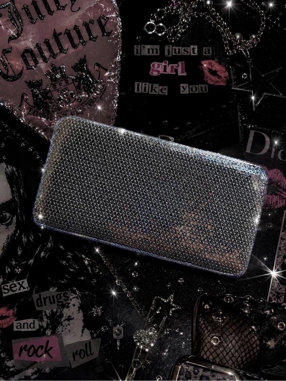 Y2K Sequin Mesh Metal Frame Wallet / Mini Clutch ✨